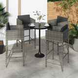 Bar Stools 4 pcs with Cushions Grey Poly Rattan 316677