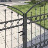Fence Gate ASSEN 301 x 175.5 cm Steel Grey Lockable 42008934