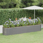 ZNTS Garden Raised Bed Powder-coated Steel 368x80x68 cm Grey 318964