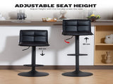 Set of Two Modern Faux Leather Bar Stools - Black T3398P423890