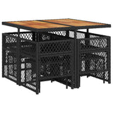 9 Piece Garden Dining Set with Cushions Black Poly Rattan 3210783