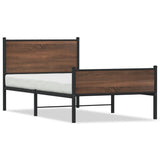 Metal Bed Frame without Mattress Brown Oak 100x190 cm 4007952