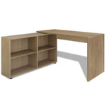 ZNTS Corner Desk 4 Shelves Oak 243059
