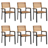 Stackable Garden Chair Set of 6 Natural wood and black 3155426