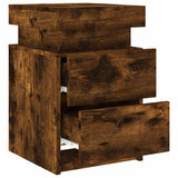 Bedside Cabinet with LED Lights Smoked Oak 35x39x55 cm 836757