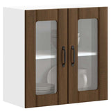 Kitchen Wall Cabinet with Glass Door Lucca Brown Oak Engineered Wood 853914