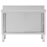 Work Table with Sliding Doors 120x50x cm Stainless Steel 51051