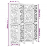 Room Divider 4 Panels White Solid Wood Paulownia 358738