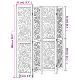 Room Divider 4 Panels White Solid Wood Paulownia 358738