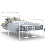 Metal Bed Frame without Mattress with Footboard White 100x200cm 376662