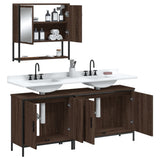 3 Piece Bathroom Furniture Set Brown Oak Engineered Wood 3214674