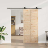Sliding Door Brown 90 x 208 cm Solid Pine Wood 3381173