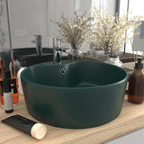 147036 Luxury Wash Basin with Overflow Matt Dark Green 36x13 cm Ceramic