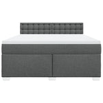 ZNTS Box Spring Bed with Mattress Dark Grey 180x200 cm Fabric 3285982