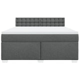 ZNTS Box Spring Bed with Mattress Dark Grey 180x200 cm Fabric 3285982