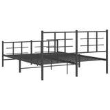 Metal Bed Frame without Mattress with Footboard Black 150x200cm 355581
