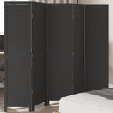 Room Divider 5 Panels Black Solid Wood Paulownia 358853
