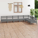7 Piece Garden Lounge Set Solid Wood Pine Grey 3083016