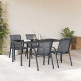 Stackable Garden Chair Set of 4 Grey Powder-coated steel 318781