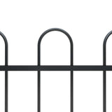 ZNTS Garden Fence with Hoop Top Steel 1.7 m Black 144931