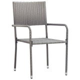 Garden Dining Set with Cushion 7 pcs Grey Poly Rattan 3380048