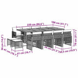 13 Piece Garden Dining Set with Cushions Black Poly Rattan 3210807