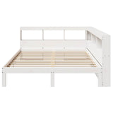 ZNTS Bookcase Bed without Mattress White 150x200 cm King Size Solid Wood Pine 3324380