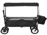 Garden Cart with Romovable Canopy, Foldable Trolley Wagon 4 Wheels Front Cup Holder Cooler Bag Push MG193381BAA