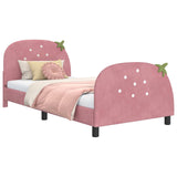 Children's Bed Frame with Headboard Pink 90 x 200 cm Velvet 42011073