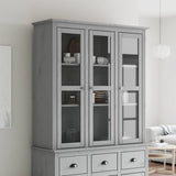 Cabinet with Glass Doors BODO Grey Solid Wood Pine 355079