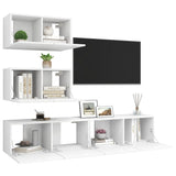 4 Piece TV Cabinet Set White Engineered Wood 3078710