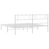 Metal Bed Frame without Mattress with Headboard White 180x200cm 372330