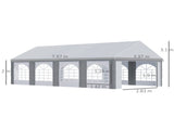 8 x 4m Galvanised Party Tent, Marquee Gazebo with Sides, Eight Windows and Double Doors, for T3398P320043