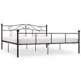 284529 Bed Frame without Mattress Black Metal 200x200 cm