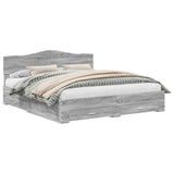 Bed Frame with Drawer Grey Sonoma 200 x 200 cm Engineered Wood 3413157