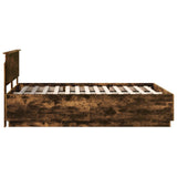 Bed Frame Smoked Oak 140 x 190 cm Engineered Wood 3408163