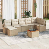 Garden Sofa Set with Cushion 8 pcs Beige Poly Rattan 3347736