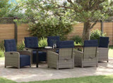 Garden Dining Set with Cushion 7 pcs Grey Poly Rattan 3380363