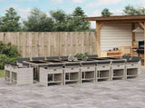 17 Piece Garden Dining Set with Cushions Light Grey Poly Rattan 3211247
