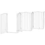 Dog Gate with Door Foldable 9 Panels White 450 cm Poplar Wood 3155594