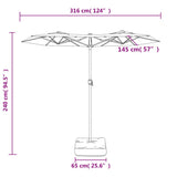 Double-Head Garden Parasol Sand White 316x145 cm 362961