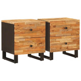 Bedside Cabinet 2 pcs Brown 40 x 33 x 46 cm Solid Mango Wood 4018295