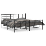 Bed Frame Black Steel Double Bed Frame Rectangular Modern 355585