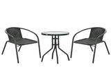 3 Pieces Rattan Bistro Set - Black T3398P323982