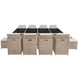 42558 13 Piece Outdoor Dining Set with Cushions Poly Rattan Beige