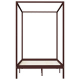 Canopy Bed Frame without Mattress Dark Brown Solid Wood 120x200cm 283270