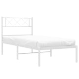 ZNTS Metal Bed Frame without Mattress with Headboard White 75x190cm 372316