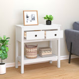 Console Table White 75x35x75 cm Solid Wood Pine 814620