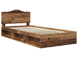 Bed Frame with Headboard Old Wood 100 x 200 cm Solid Pine Wood 3413351