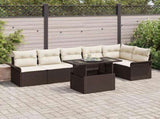 Garden Sofa Set with Cushion 7 pcs Brown Poly rattan 3348294